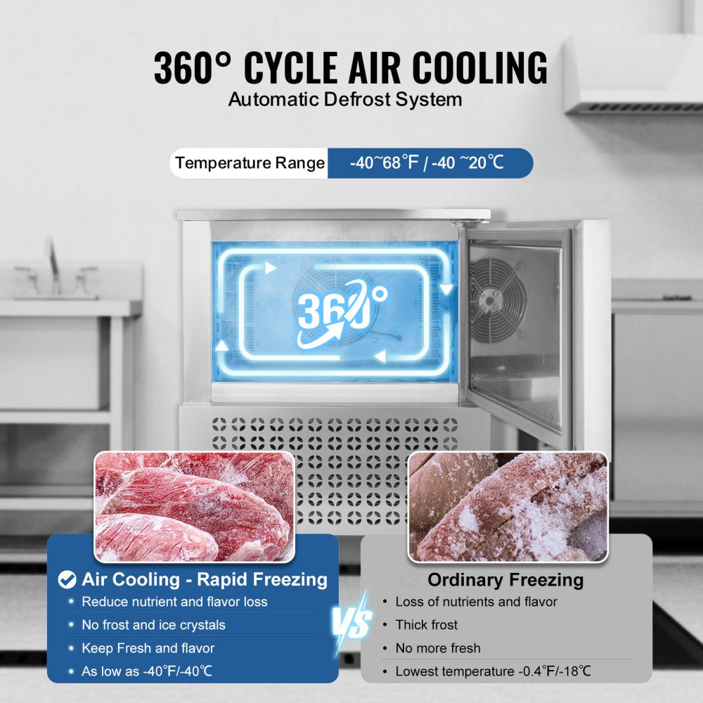 Vevor Commercial Blast Freezer 4 Cu. Ft. with 5 Trays Stainless Steel New