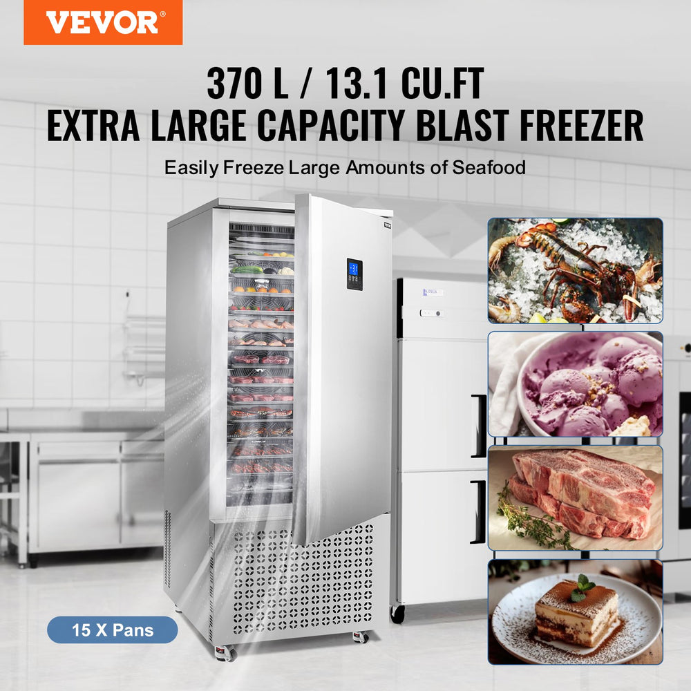 Vevor Commercial Blast Freezer 370L Chiller with 15 Trays -40°F New