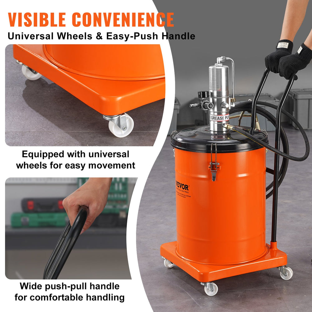 Vevor Air Operated Grease Pump 10.5 Gal. with 13ft Hose and Grease Gun 50:1 Pressure Ratio New