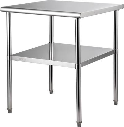 Vevor Stainless Steel Prep Table with Adjustable Undershelf 800 lbs. Load Capacity 30