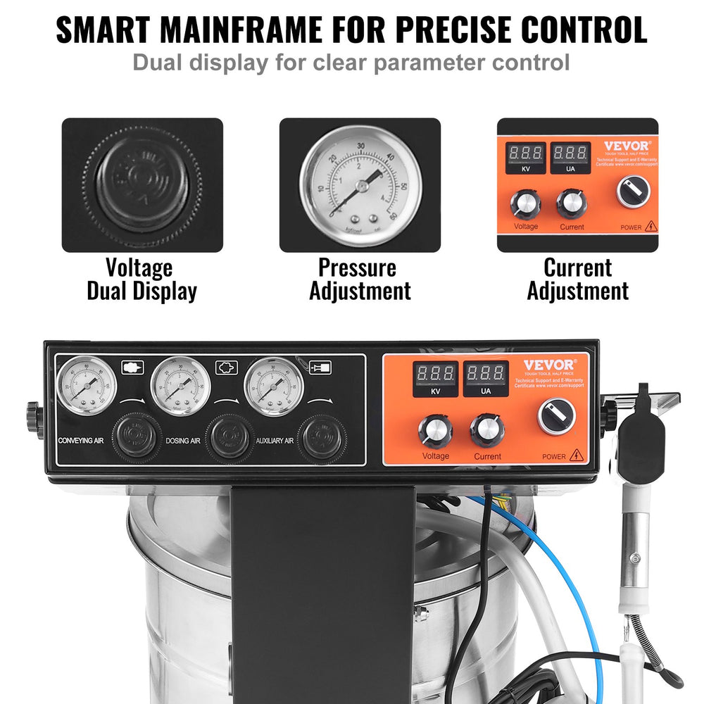 Vevor Powder Coating System 40W 100KV Electrostatic Output with 50L Hopper 450g/min New