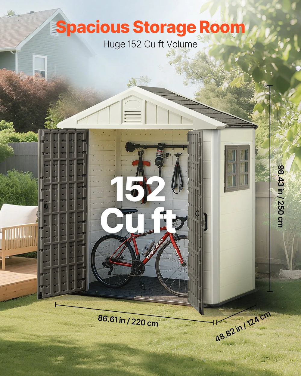 Vevor Outdoor Storage Shed 4' x 8' Heavy Duty Resin with Reinforced Floor New