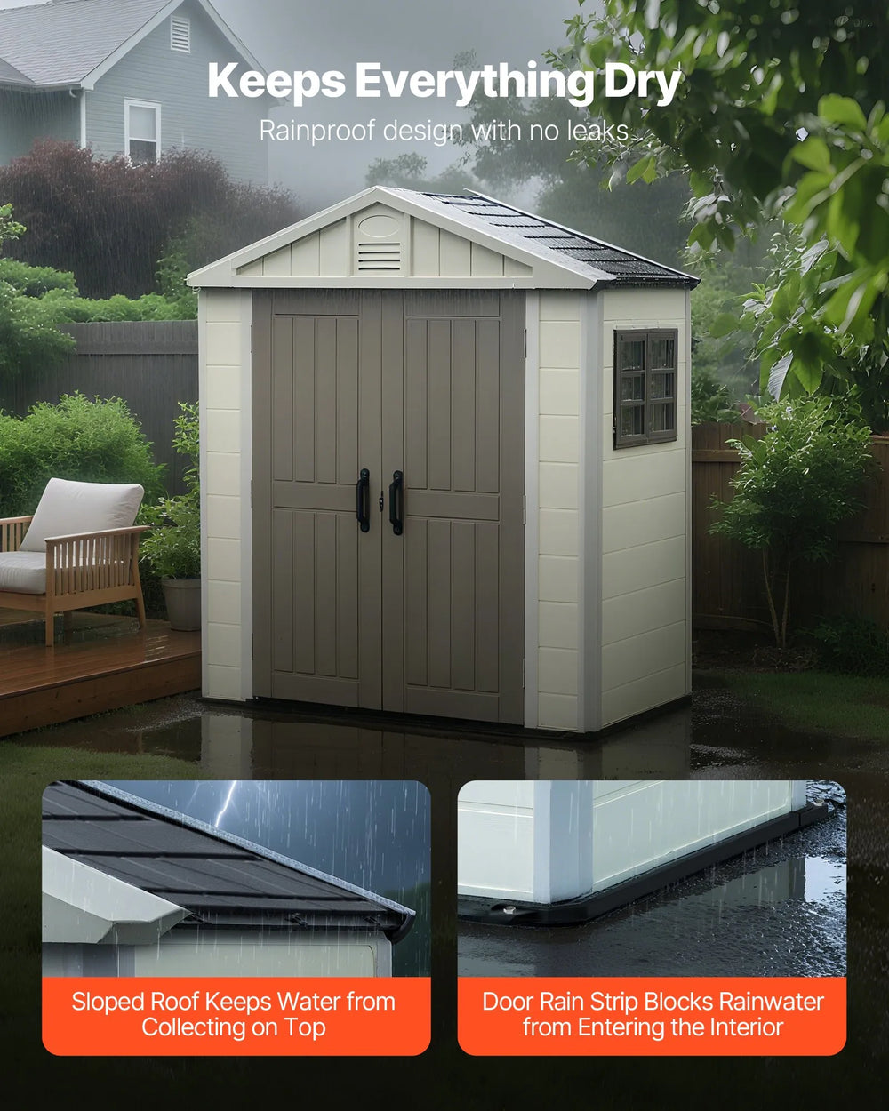 Vevor Outdoor Storage Shed 4' x 8' Heavy Duty Resin with Reinforced Floor New