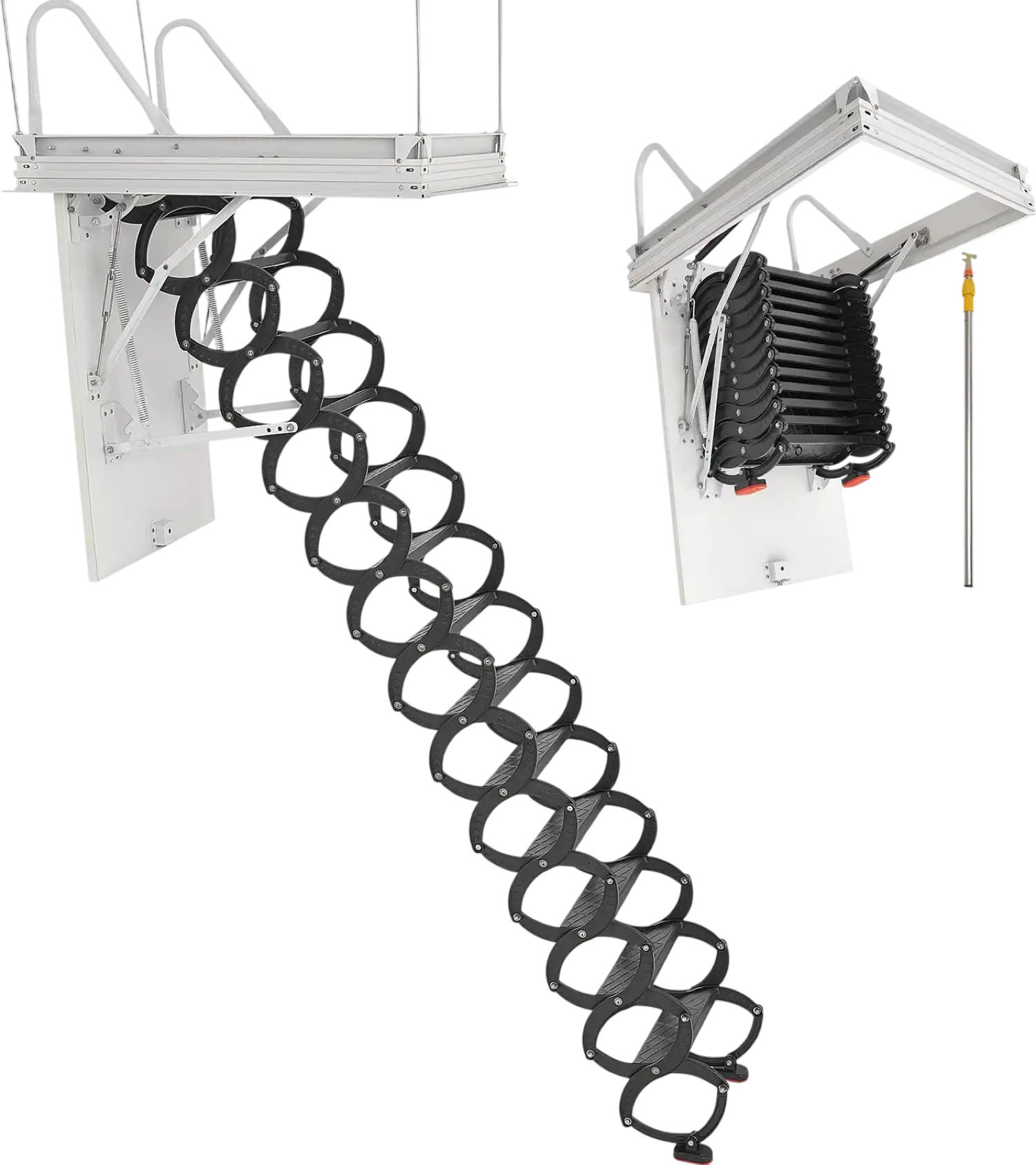 Vevor Attic Ladder 660 Lbs Capacity Alloy Steel Pull-Down Retractable for 10.5-11 Ft Ceilings New