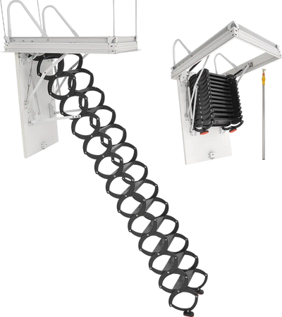 Vevor Attic Ladder 660 Lbs Capacity Alloy Steel Pull-Down Retractable for 10.5-11 Ft Ceilings New