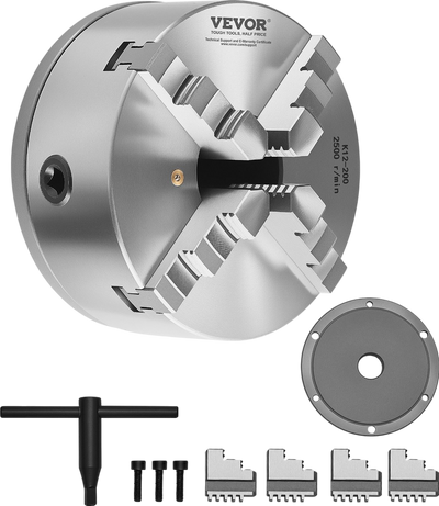 Vevor 4-Jaw Lathe Chuck 8-Inch Self-Centering with Threaded Backing Plate New
