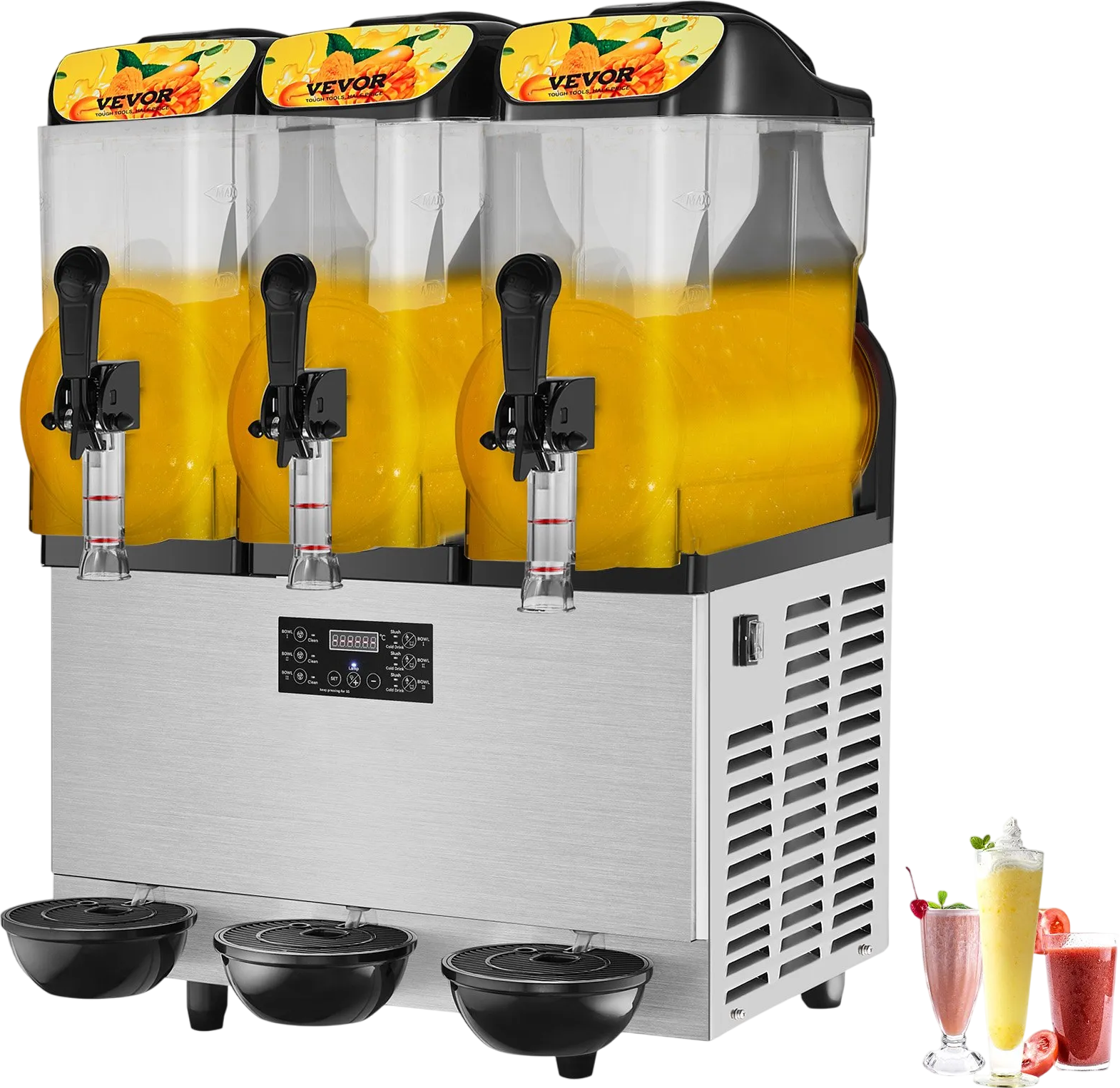 Vevor Commercial Slushy Machine Triple Tank 9.6 Gal Capacity Stainless Steel 860W New