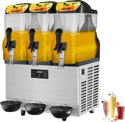 Vevor Commercial Slushy Machine Triple Tank 9.6 Gal Capacity Stainless Steel 860W New