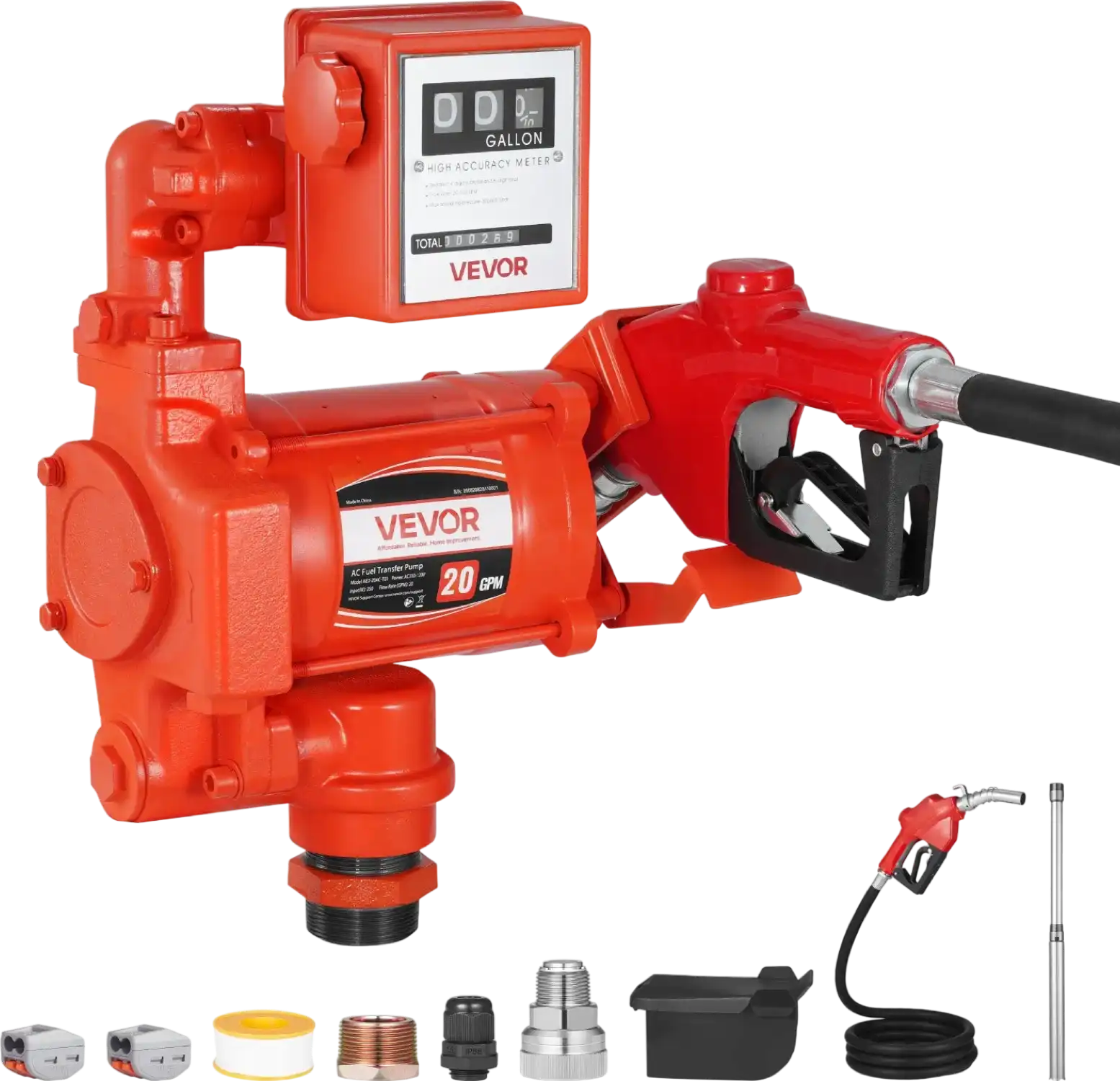 Vevor Fuel Transfer Pump with Meter 20 GPM Auto Shut-Off Nozzle New