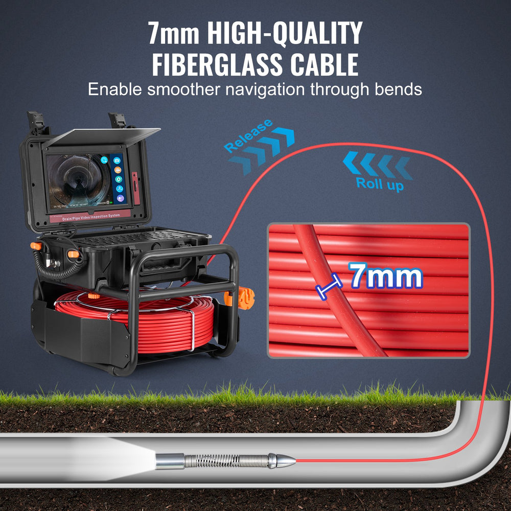 Vevor Sewer Camera 165 ft Self-Leveling with Built-In Transmitter 10.1" Touchscreen New