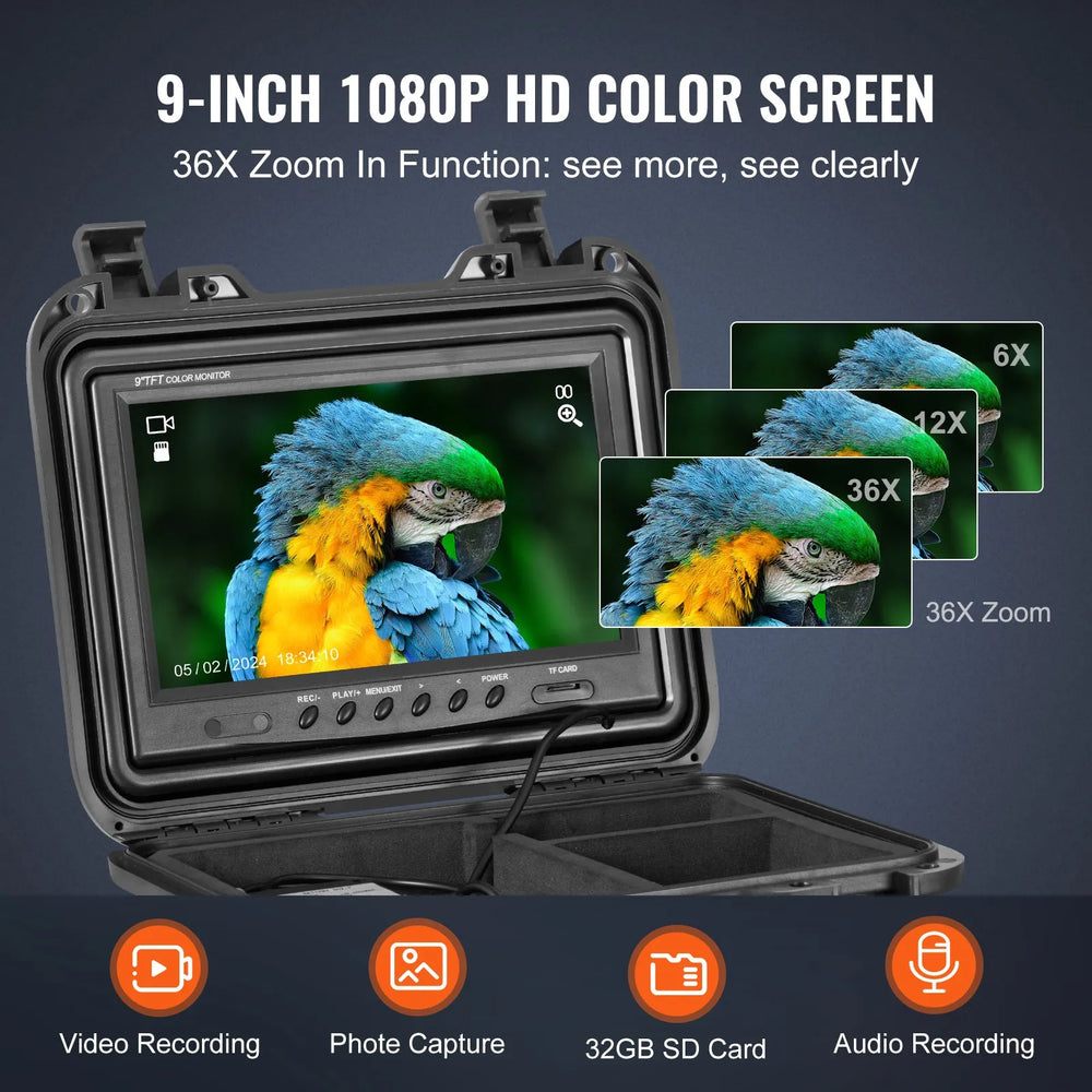 Vevor Sewer Camera 98 ft. Self-Leveling with 9" Screen 1080P HD 36x Zoom New
