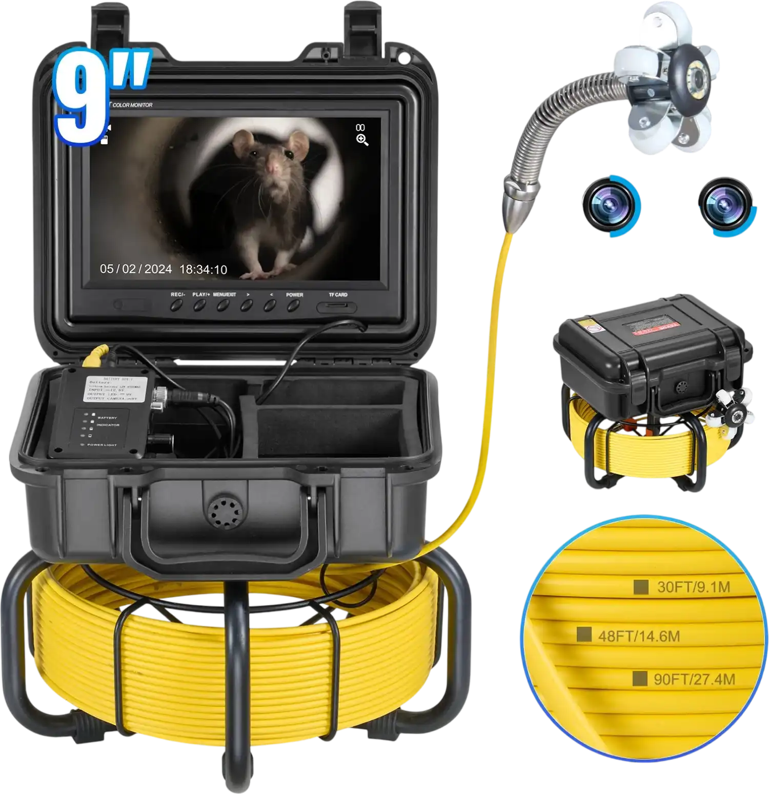 Vevor Sewer Camera 98 ft. Self-Leveling with 9