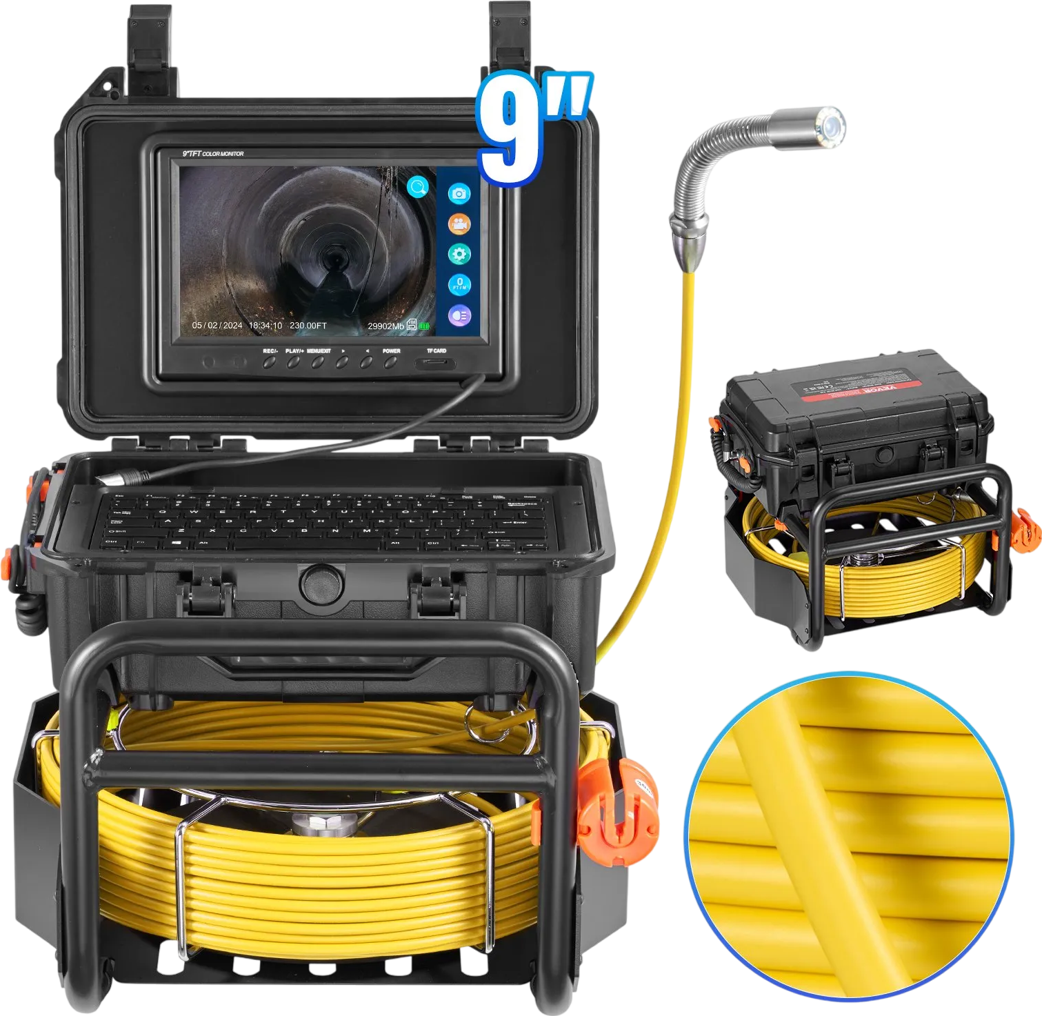 Vevor Sewer Camera 230 Ft. Self-Leveling with 512Hz Transmitter 9