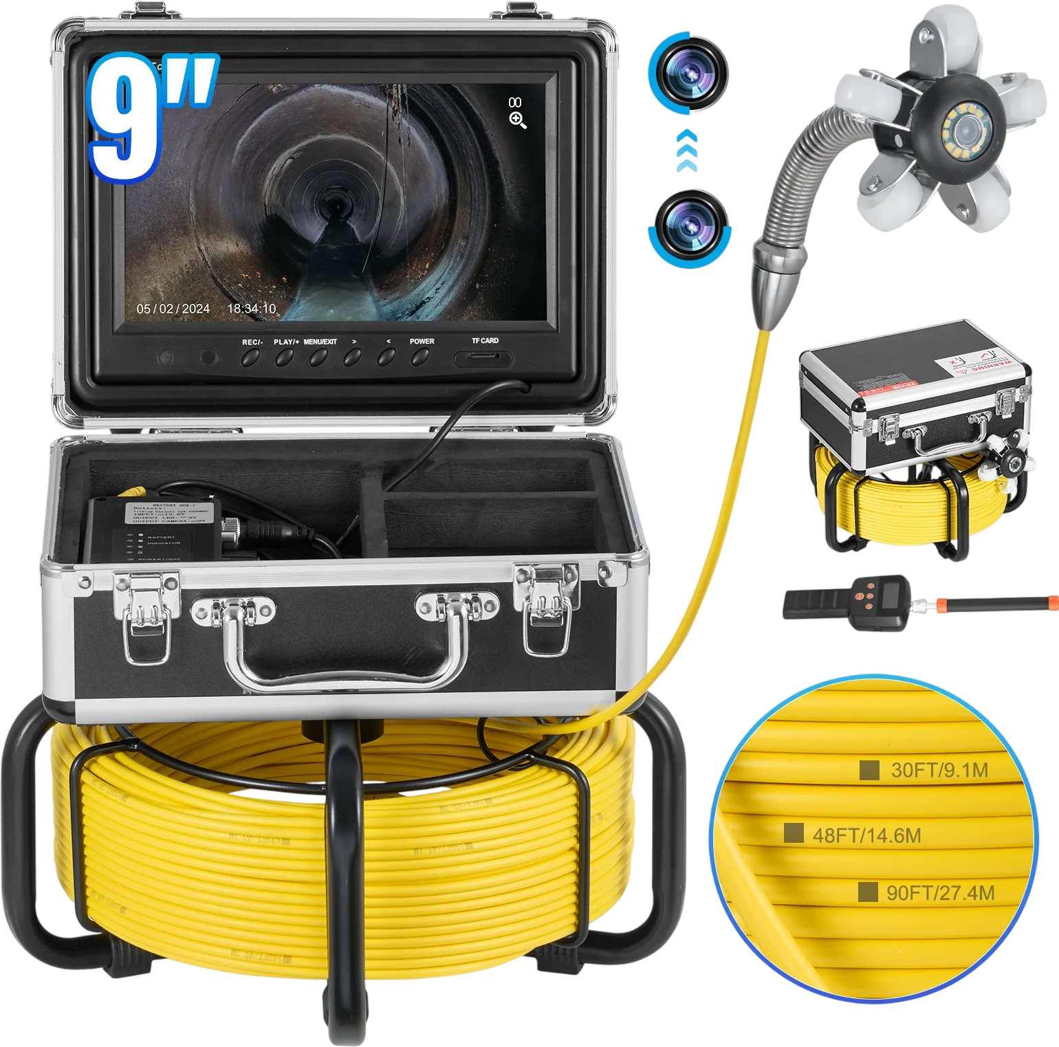 Vevor Sewer Camera 165 ft. Self-Leveling with 512Hz Locator 1080P HD New