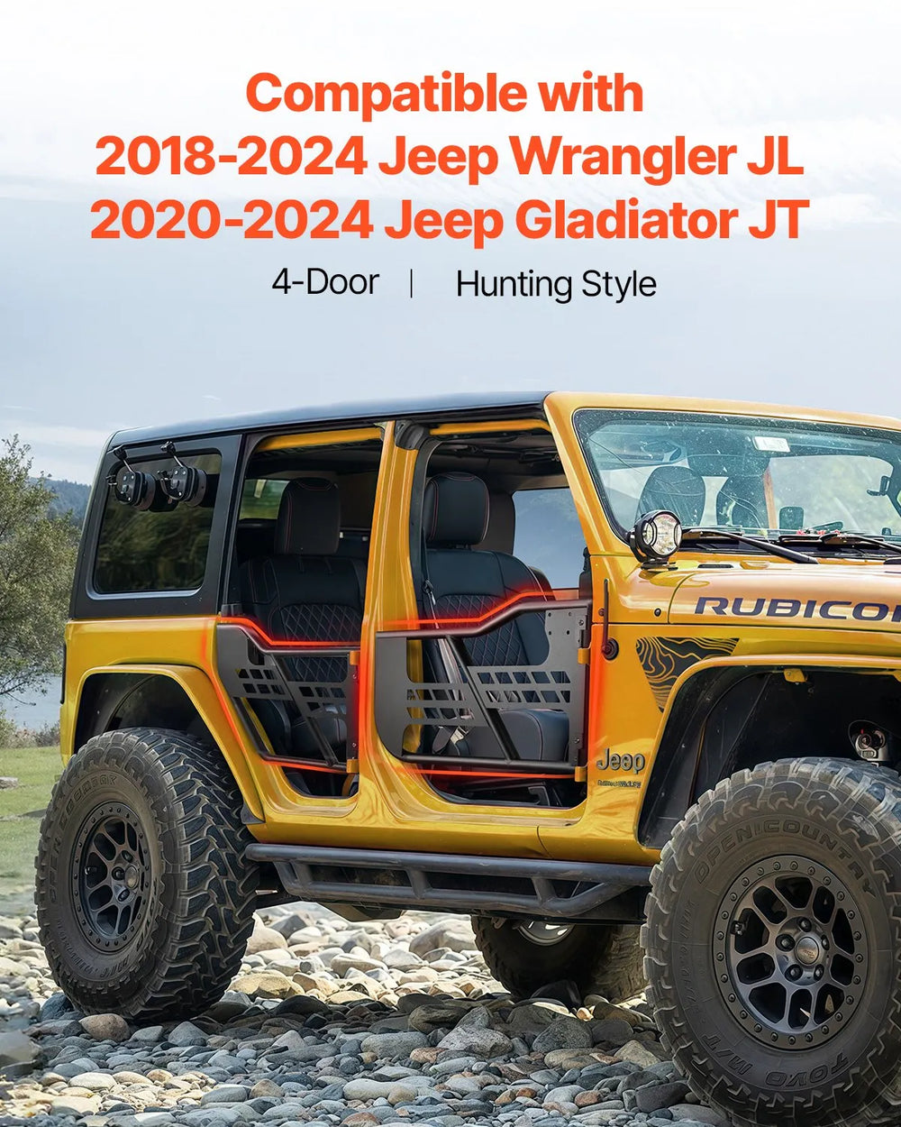 Vevor Jeep Tube Doors Hunting Style for 2018-2024 Wrangler JL 2020-2024 Gladiator JT New