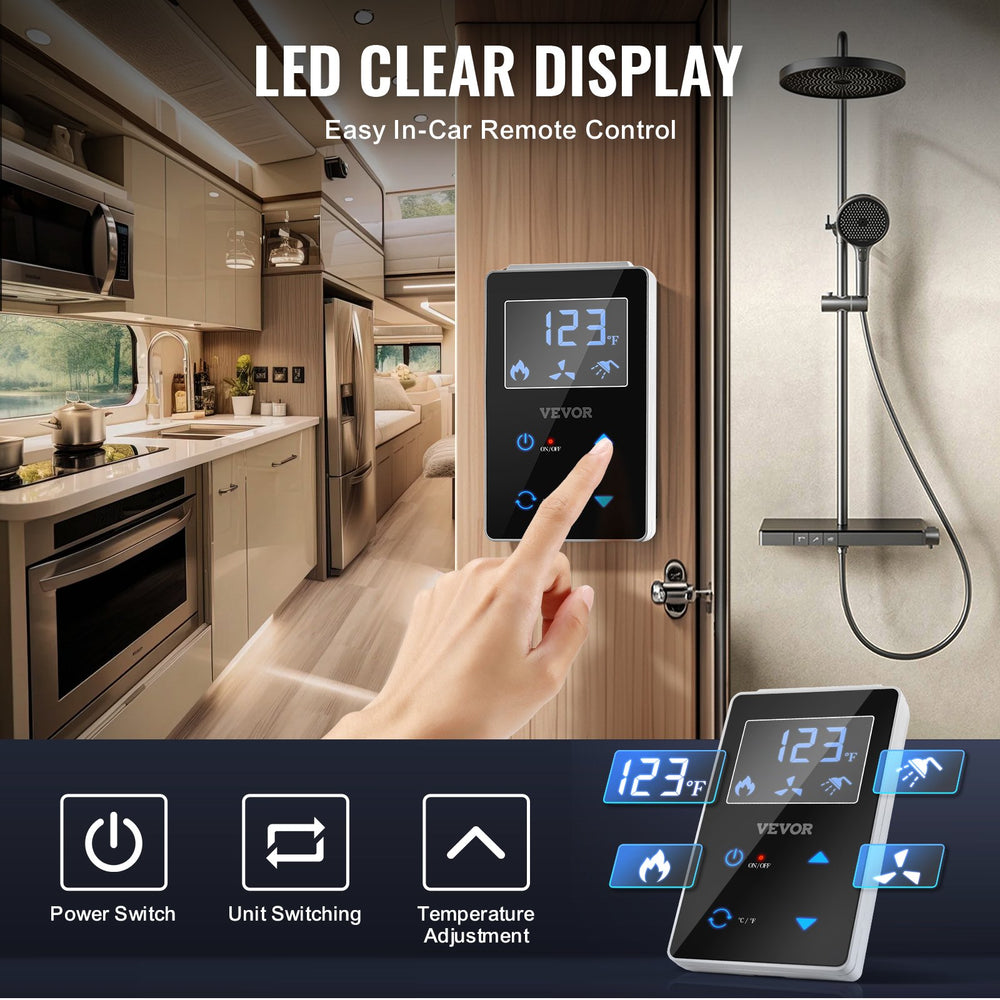 Vevor RV Tankless Water Heater 15" x 15" Propane Gas 42000BTU with Controller New