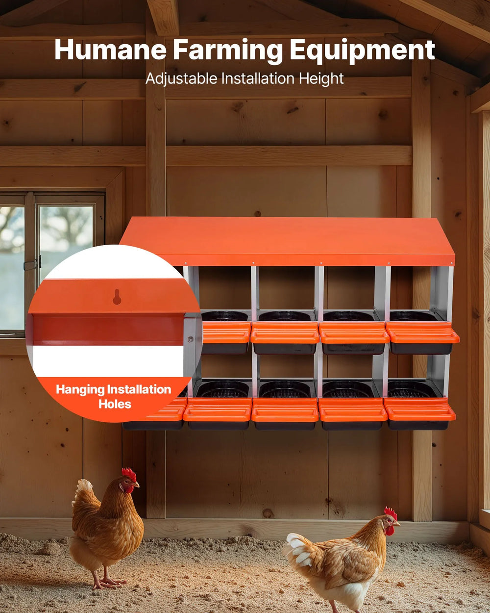 Vevor Chicken Nesting Boxes 2-Tier 10 Compartments with Protective Collection Lids New