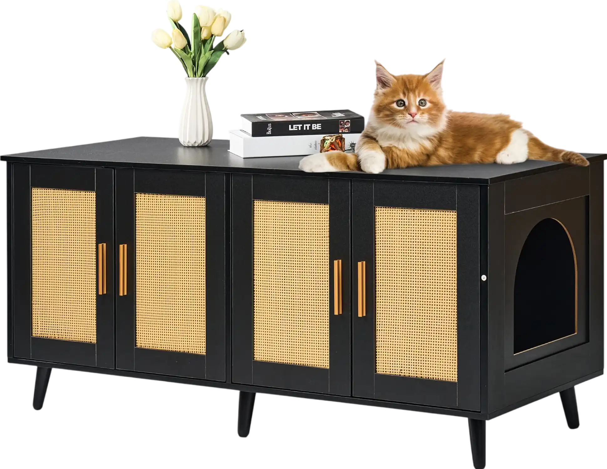Vevor Cat Litter Box Enclosure Wooden Hidden Furniture Shelter 2 Rooms New