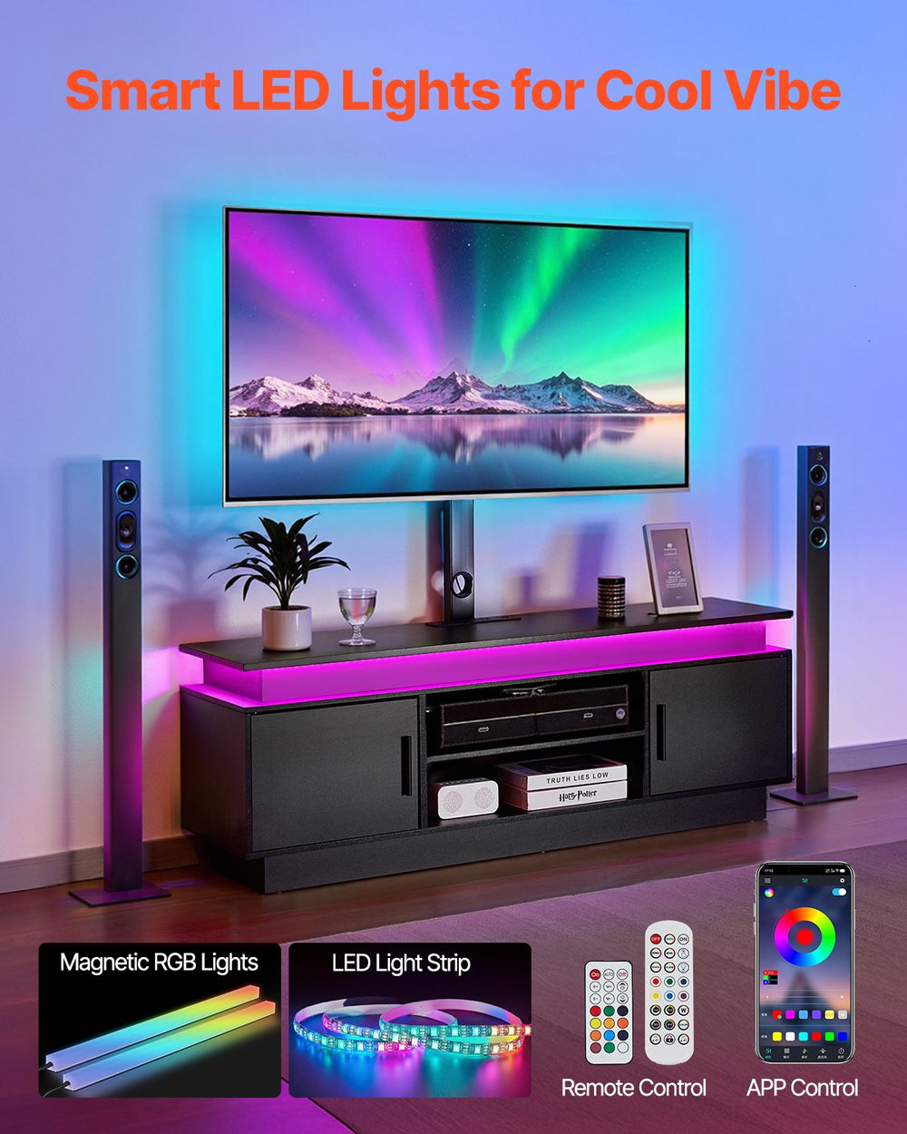 Vevor TV Stand 60" Entertainment Center with Mount for TVs up to 75" New