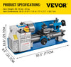 Vevor Metal Lathe 7" x 14" Mini Bench Top Variable Speed 50-2500 RPM 550W New