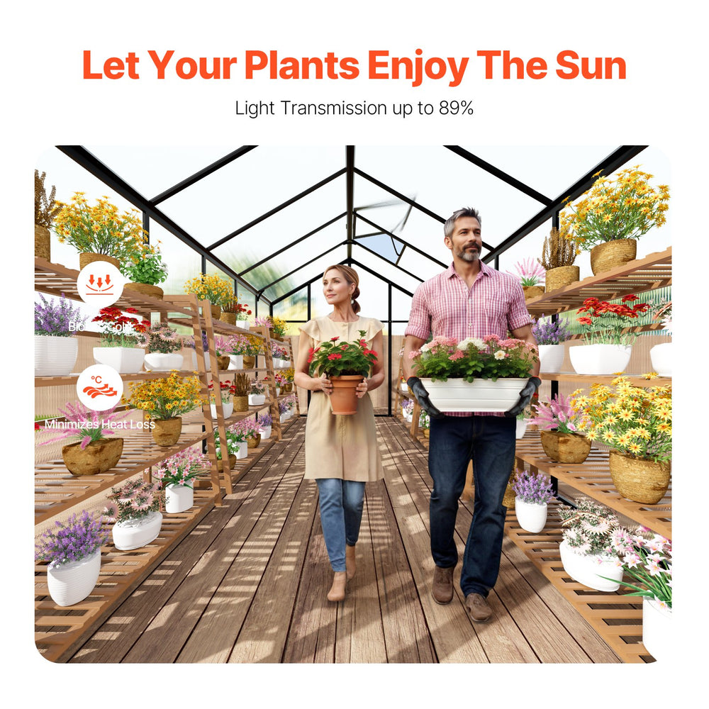 Vevor Greenhouse 8 x 12 Ft Polycarbonate Walk-In Garden New