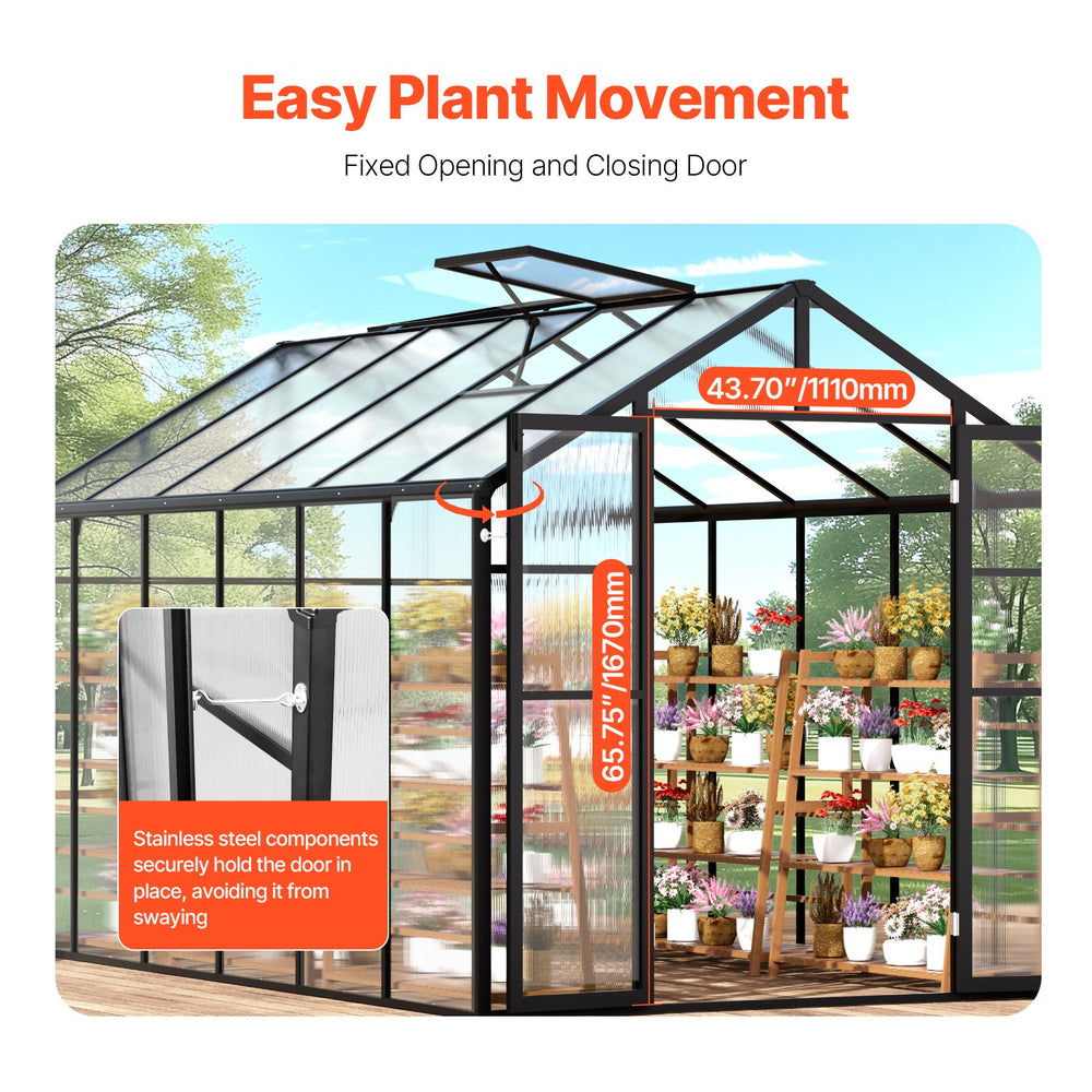 Vevor Greenhouse 8 x 12 Ft Polycarbonate Walk-In Garden New