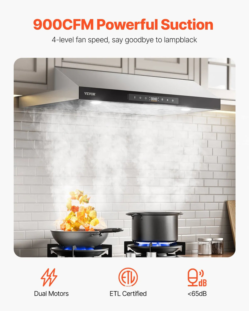 Vevor Range Hood 30" 900 CFM Under Cabinet Vent Touch and Gesture Control New