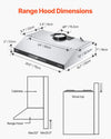 Vevor Range Hood 30" 900 CFM Under Cabinet Vent Touch and Gesture Control New