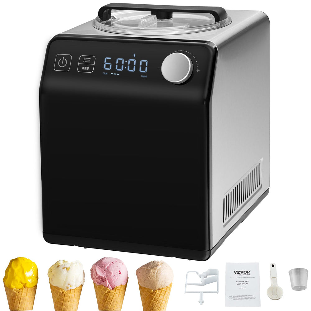 Vevor Upright Automatic Ice Cream Maker 2QT with Built-in Compressor Digital Display & Timer New