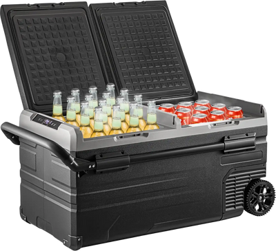 Vevor Portable Car Freezer 100 Qt. Dual Storage Zone -4°F to 68°F Adjustable Temperature New
