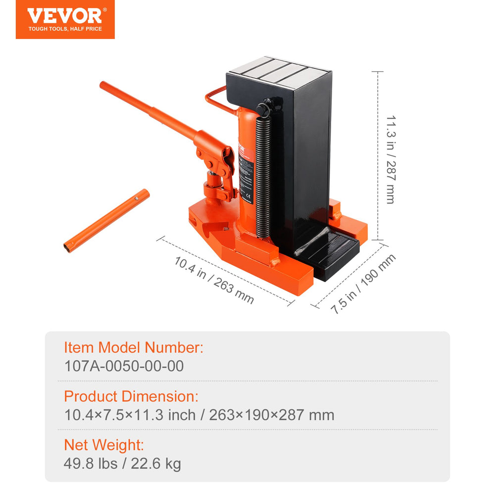 Vevor Hydraulic Toe Jack 5 Ton on Toe 10 Ton on Top Lift Capacity New