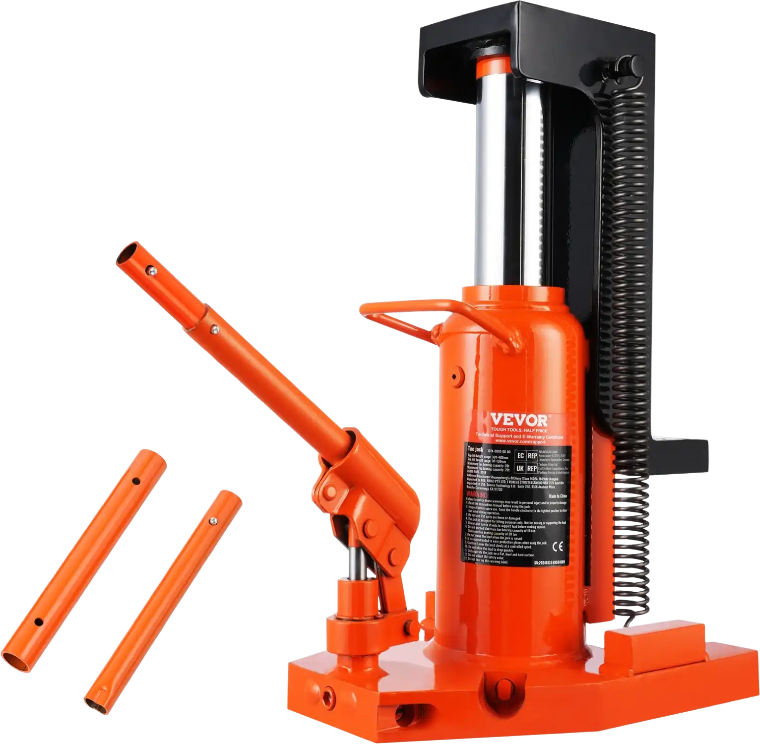 Vevor Hydraulic Toe Jack 5 Ton on Toe 10 Ton on Top Lift Capacity New