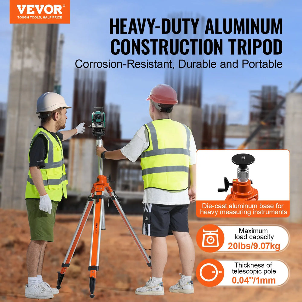 Vevor Laser Level Tripod Stand 45.07"-114.37" Height Adjustment with Level Bubble New