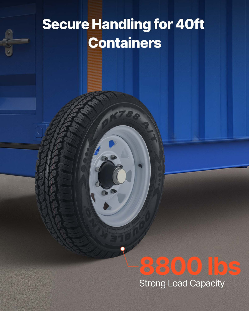 Vevor Shipping Container Wheels Kit 8-Lug with Ratchet Tie Downs New