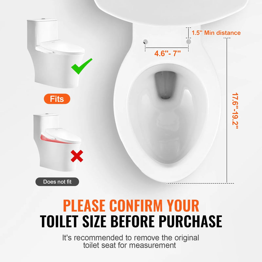 Vevor Elongated Bidet Toilet Seat Electric with Smart Heating Side Arm Control New