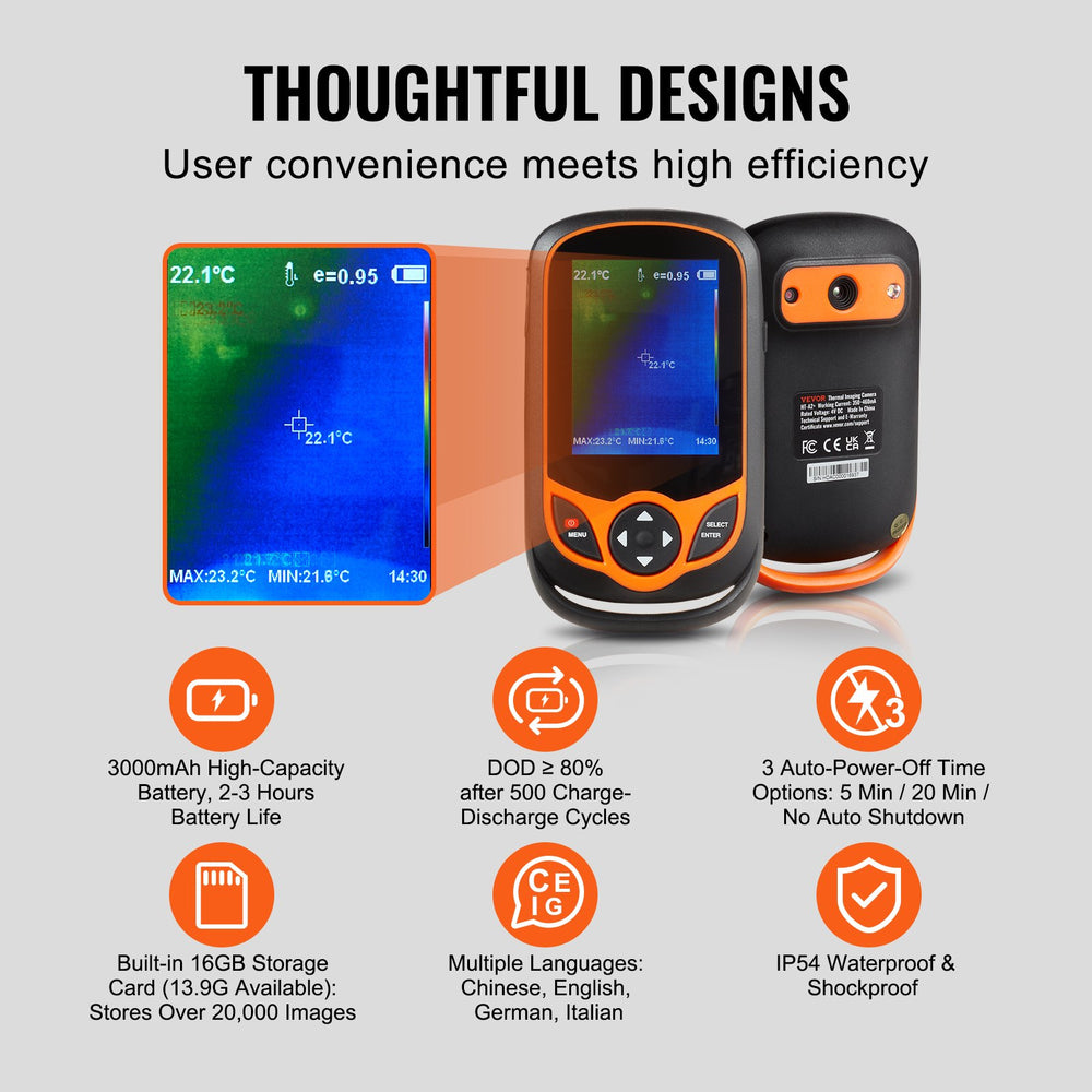 Vevor Thermal Imaging Camera 3.2" Touch Screen 256x192 IR Resolution Wi-Fi New