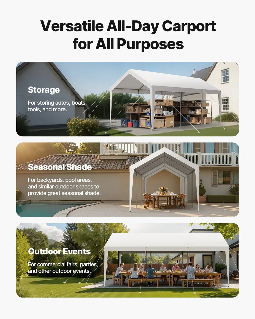 Vevor Carport 10 x 20 ft. Portable UV-Resistant Waterproof Galvanized Frame New