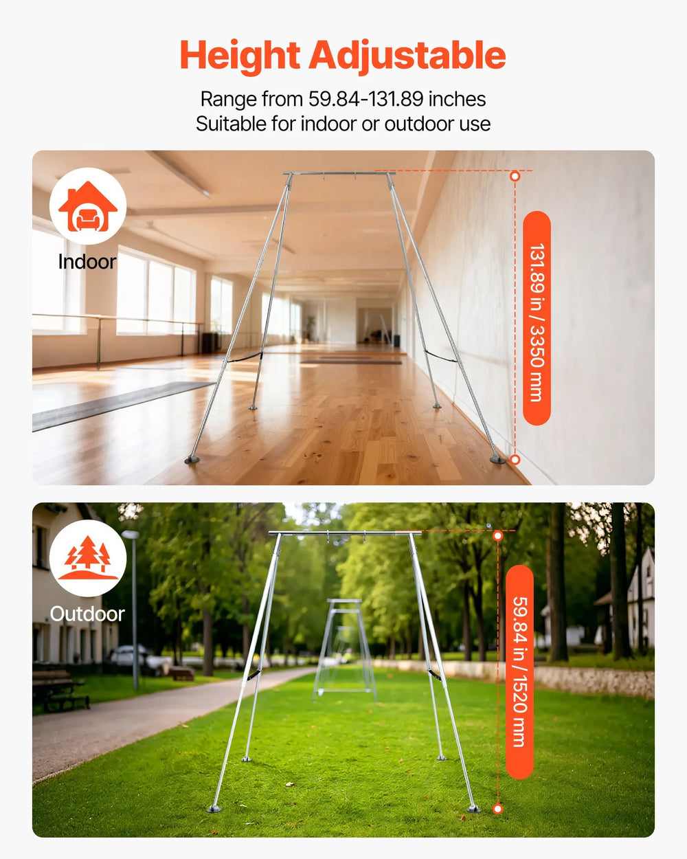 Vevor Yoga Stand Swing Frame 5-11 Ft. Adjustable 310 lbs Capacity New