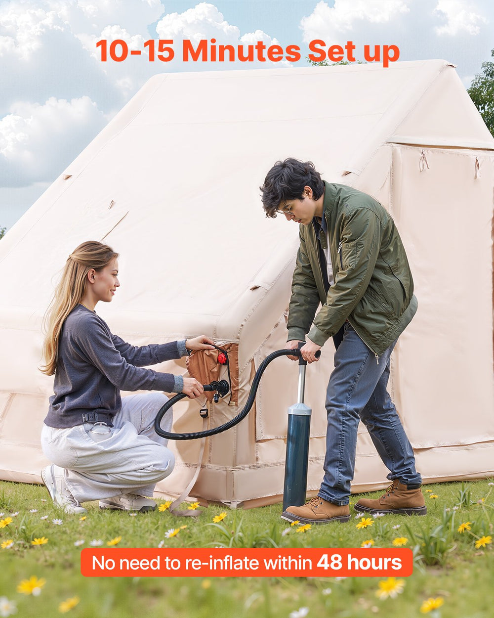 Vevor Inflatable Camping Tent 9.8 x 6.5 Ft with Pump 3-5 Person Capacity New