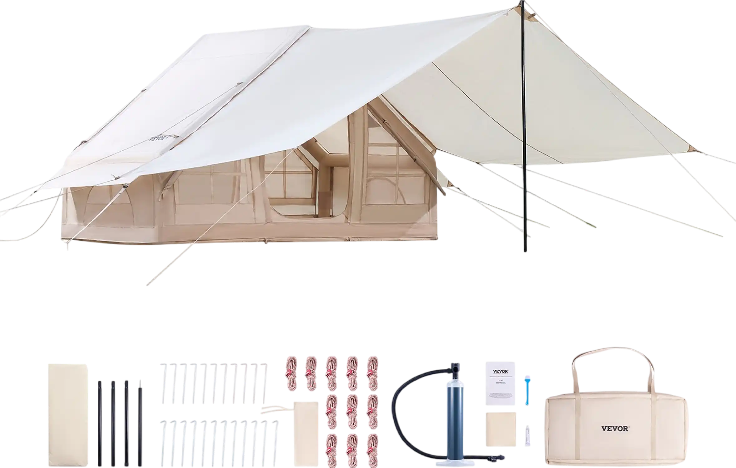 Vevor Inflatable Camping Tent 9.8 x 6.5 Ft with Canopy 3-5 Person Capacity New