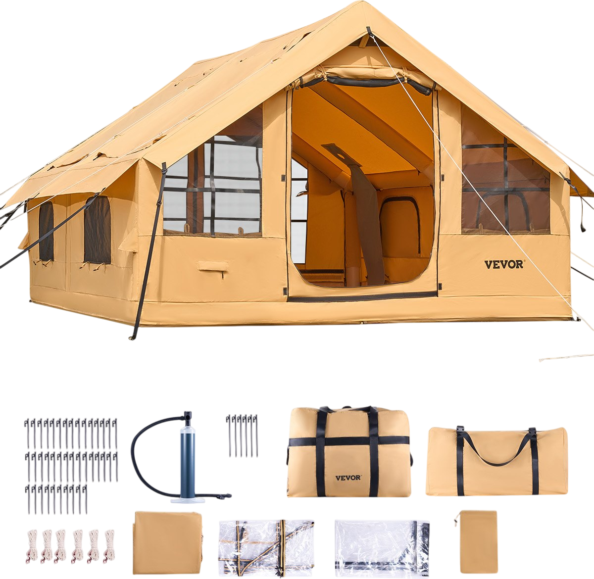 Vevor Inflatable Camping Tent 9.8 x 13 Ft with Skylight 5-8 Person Capacity New