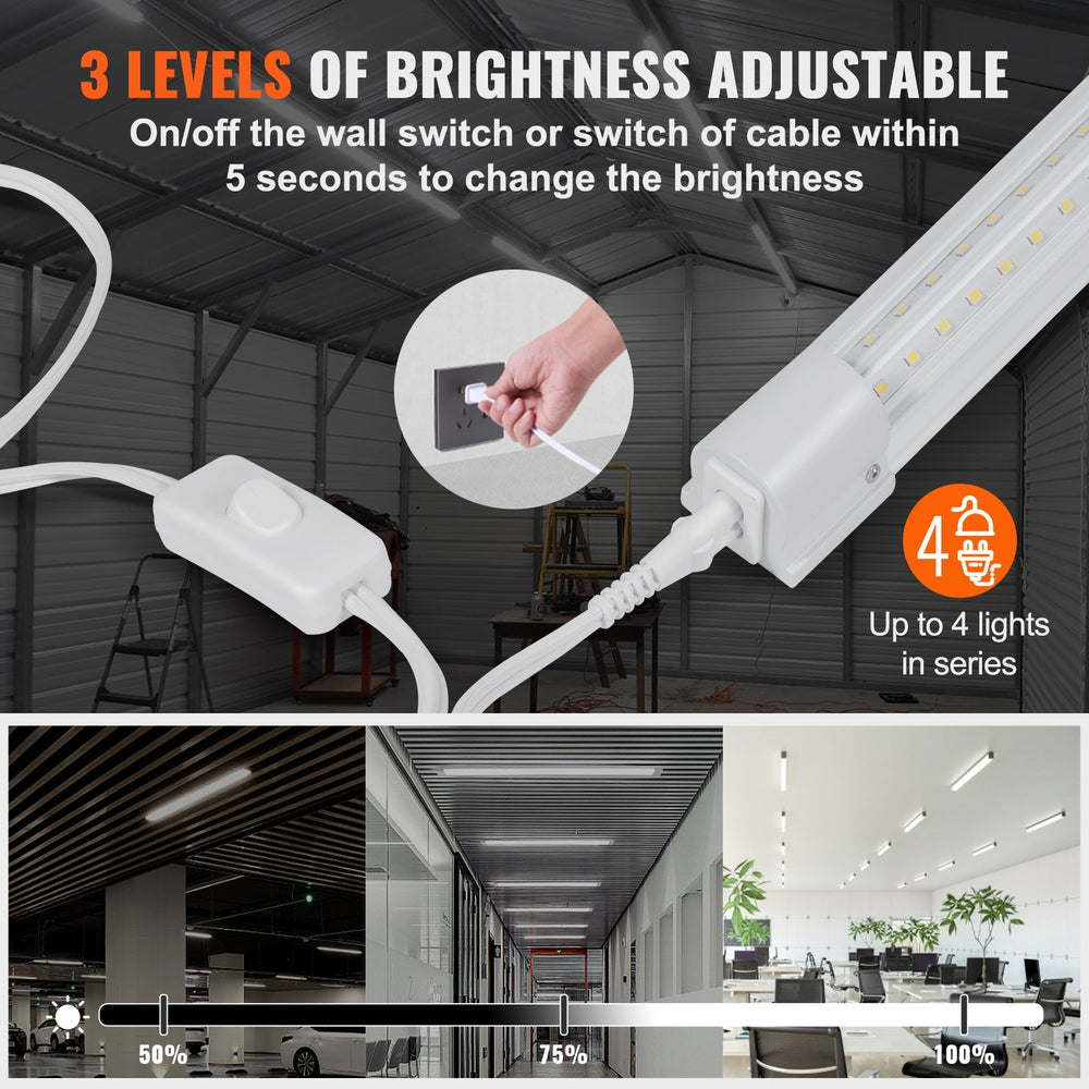 Vevor LED Shop Light Fixture Linkable 8 Ft. 10000LM 80W with 48" Connectors 10-Pack New