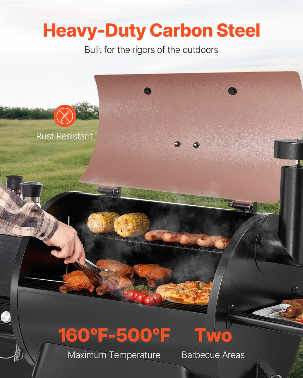 Vevor Wood Pellet Grill Smoker 500°F Max Temp 575 Sq.in Cooking Area New