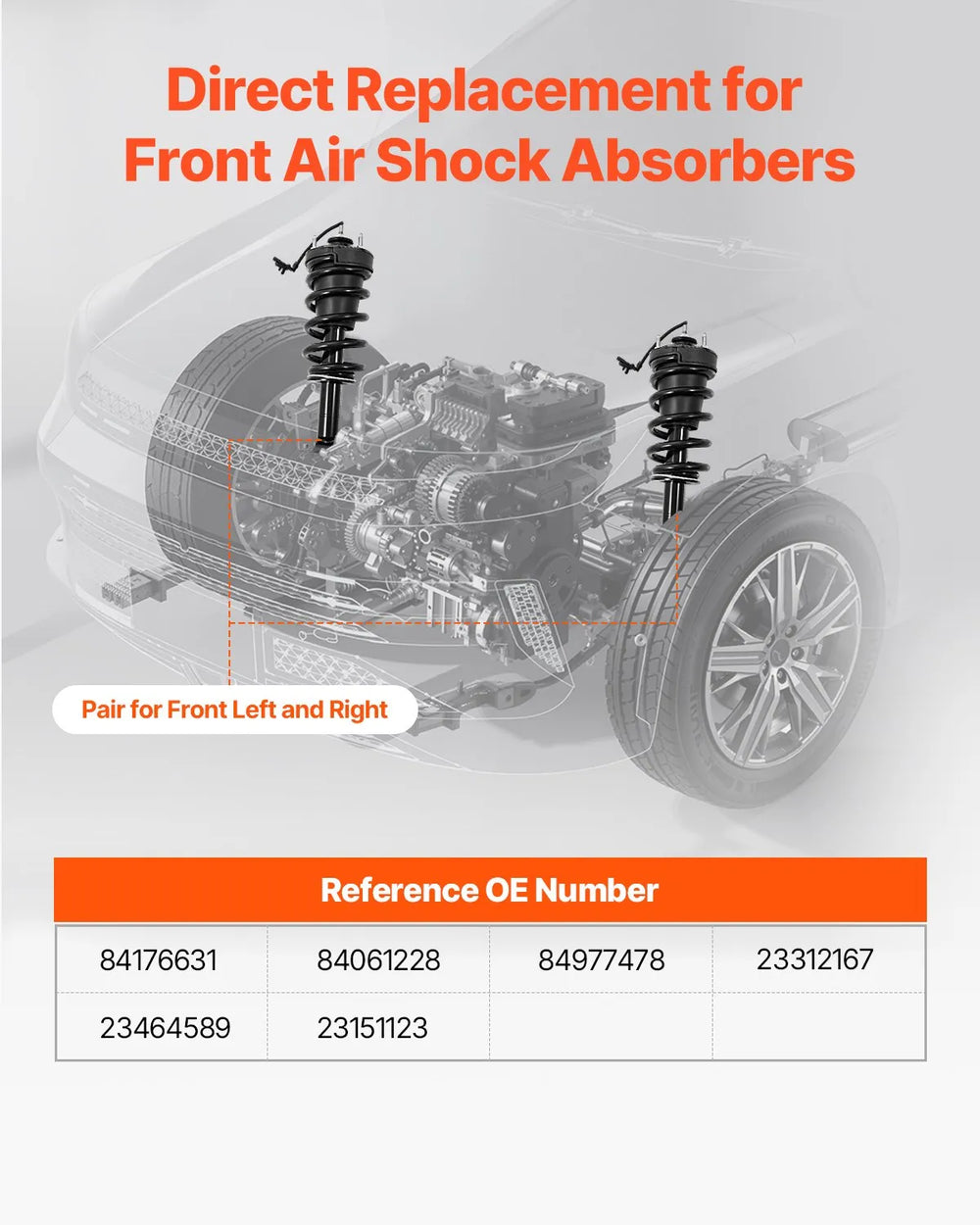 Vevor Front Air Shock Absorber Strut 2pcs Compatible with Cadillac Chevrolet GMC New
