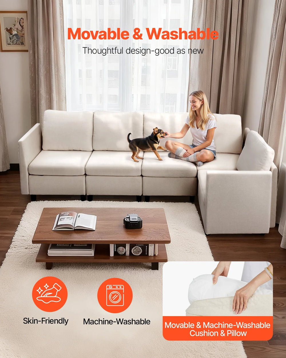 Vevor Modular Sectional Sofa 5-Seater with Hidden Storage New