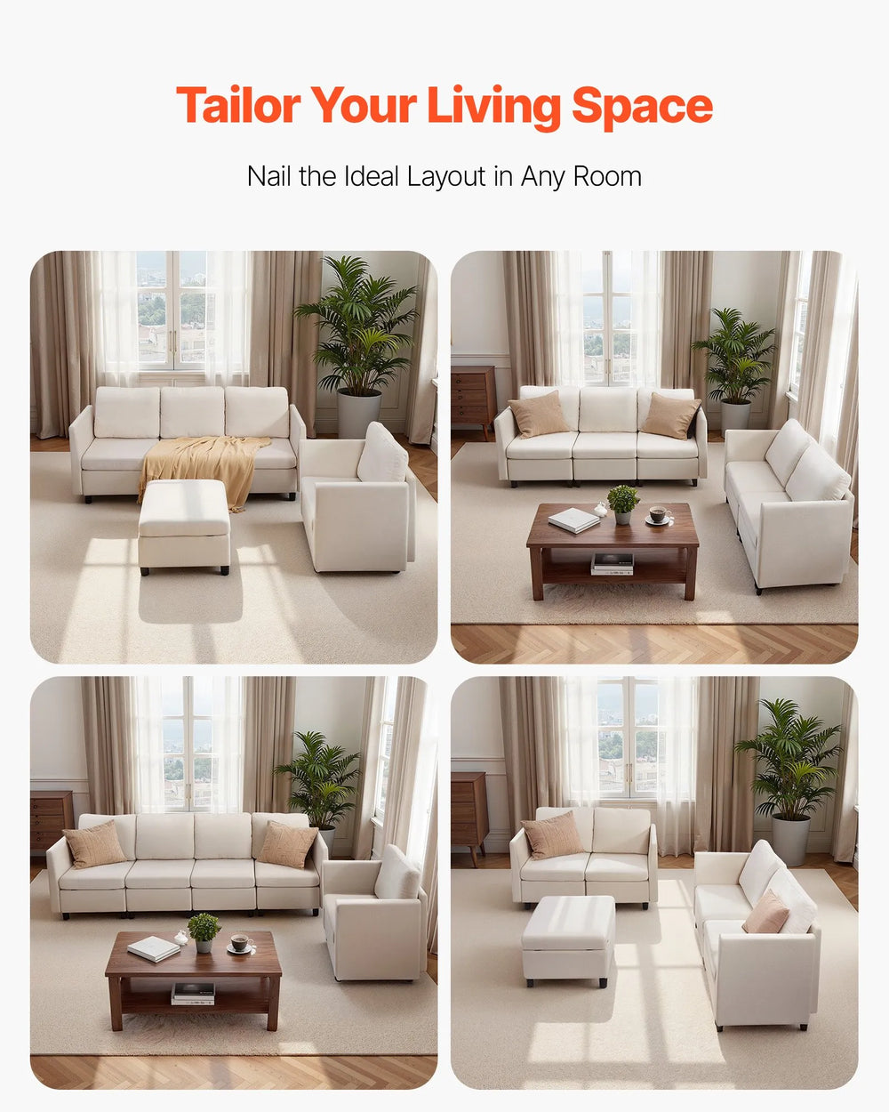 Vevor Modular Sectional Sofa 5-Seater with Hidden Storage New