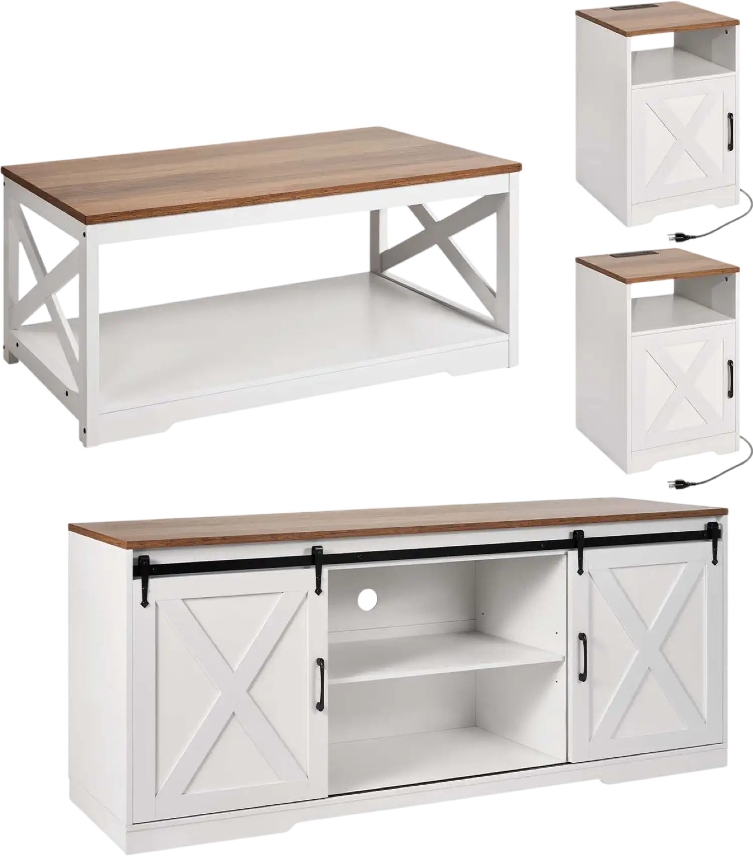 Vevor Coffee Table Set with 2 End Tables and 66