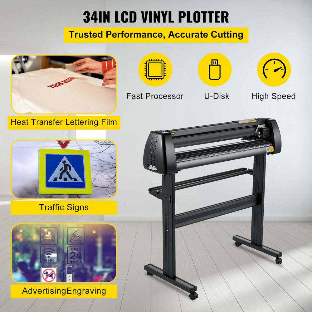 Vevor Vinyl Cutter Plotter Offline 28" with Floor Stand LCD Panel SignMaster Software New