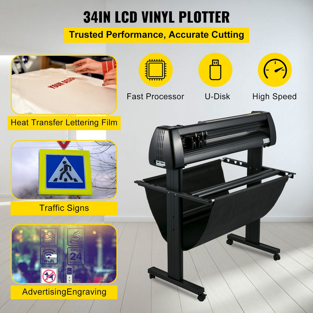 Vevor Vinyl Cutter Machine 34" Plotter Printer U-Disk with Accessories & Floor Stand New