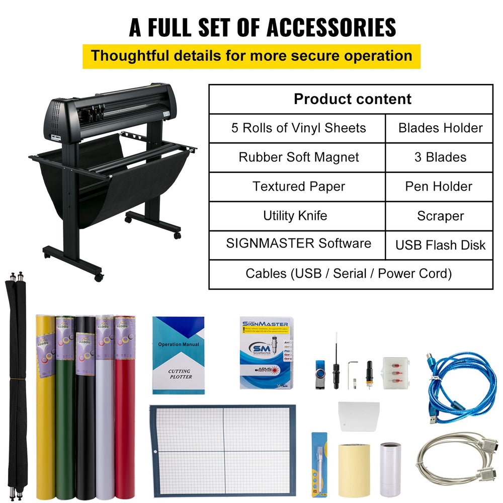 Vevor Vinyl Cutter Machine 34" Plotter Printer U-Disk with Accessories & Floor Stand New